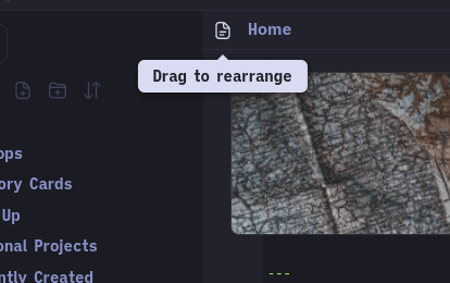 A screenshot of the "Drag to rearrange" icon in Obsidian.