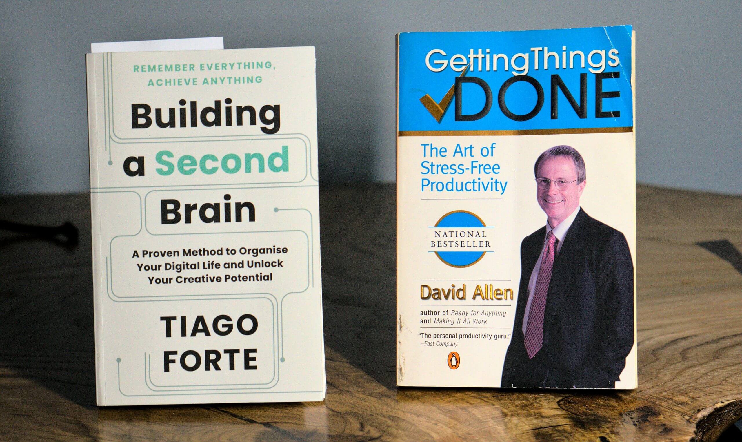 Two classic books, Building a Second Brain and Getting Things Done.